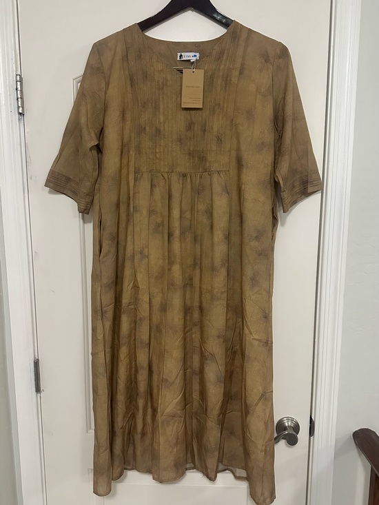 3 fat men Dresses & Skirts - NWT 3 Fat Men Abstract Tie-Dye Linen Midi Dress Lagenlook Oversized One Size